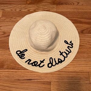 “Do Not Disturb” Embroidered Wide Brim Straw Hat